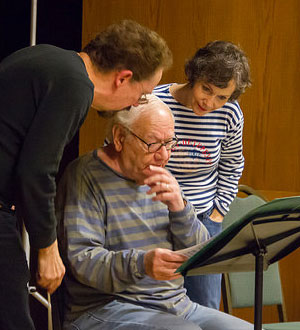 Music Director William Schrickel in rehearsal with composer Dominick Argento and soprano Maria Jette